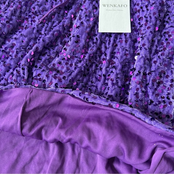 NEW Sequined Cocktail Party Dress purple size 2 mini - Picture 5 of 13